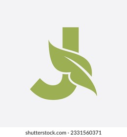 Letter J Leaf Logo. Eco Farm Logotype Vector Template. Organic Symbol