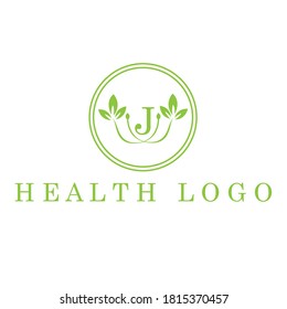 letter J and leaf logo for health