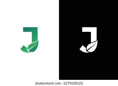 Letter J leaf logo icon design template vector. Symbol, alphabet, botanical, natural J letter logo design.