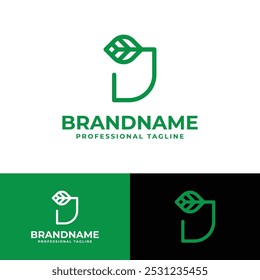 Letter J Leaf Logo, Symbol für Wachstum, Nachhaltigkeit und Natur