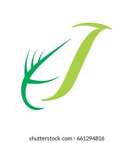 letter j leaf logo template