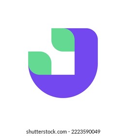 Letter J leaf modern logo design