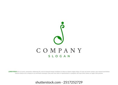 letter j leaf and nature logo