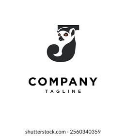 Letter J Lemur Logo Icon vector