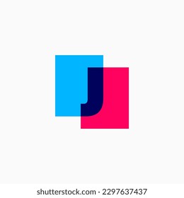 Letter J Lettermark Initial Multiply Overlapping Color Square Logo Vector Icon Illustration