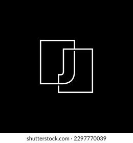 Letter J Lettermark Initial Overlapping Outline Square Logo Vector Icon Illustration