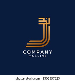 letter J line elegant and minimal logo design