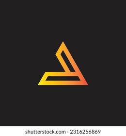 Letter J linear triangle geometric symbol simple logo vector