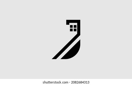 Letter J Lines Logo Vector Design. Creative Letter Icon with Black Lines.