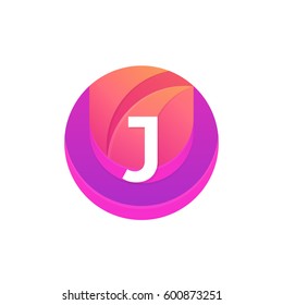 Letter J logo abstract circle shape element. Vector round company icon sign.