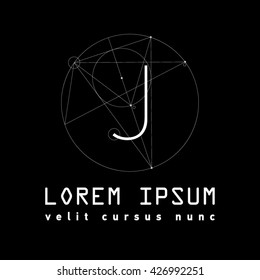 Letter J Logo . Alphabet design element . Geometric ABC concept type as logotype. Typography icon line art. Modern. Hipster font