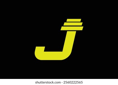 Letter J Logo With barbell. Fitness Gym logo