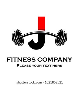 Letter j Logo With barbell template illustration. Fitness Gym logo. fitness vector logo design for gym and fitness.