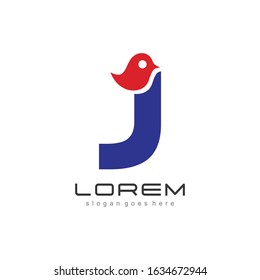 letter J logo with a bird symbol. be simple but memorable. 