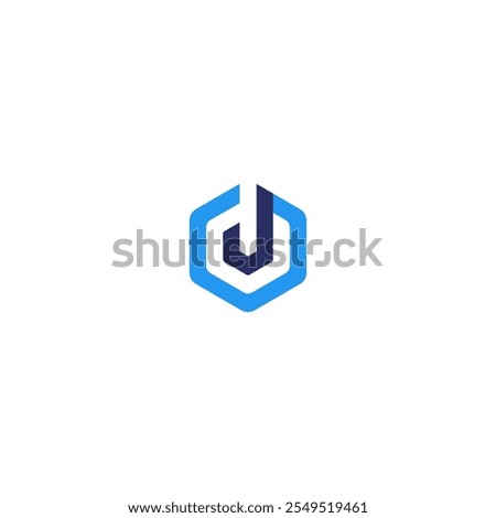 Letter J Logo bold hexagon building design vector template