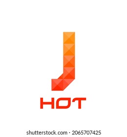 Letter J logo with bright fire colors concept. Good for print, business logo, design element, t-shirt design etc. Vector illustration.