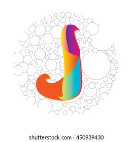 Letter J logo in bubble frame. Colorful vector design for banner, presentation, web page, app icon, card, labels, posters, and publication