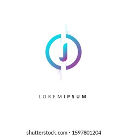 Letter J Logo with Circle and Line. Letter Symbol vector illustration template