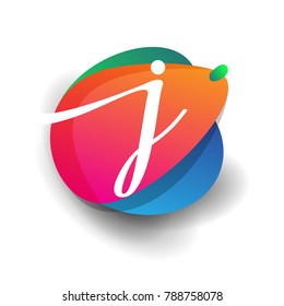 Letter J logo with colorful splash background, letter combination logo design for creative industry, web, business and company.