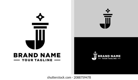 LETTER J LOGO COLUMN BUILDING MONOGRAM EDITABLE