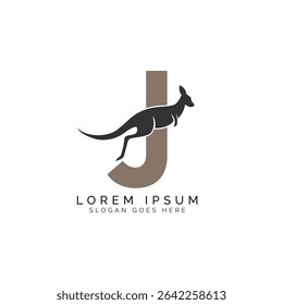 letter J logo Concept with Kangaroo design. Alphabet J with great combination of Kangaroo symbol