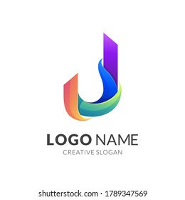 letter j logo concept, modern 3d logo style in gradient vibrant colors