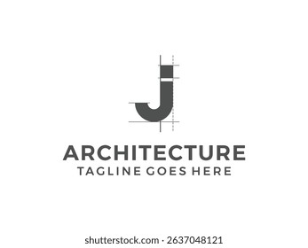 letter J logo, creative architecture design, vector illustration, isolated on transparent background 