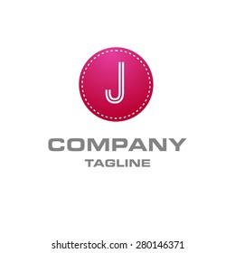 Letter J logo , creative Pink Fasihon circle , Elegant calligraphic , Company logo design . vector illustration