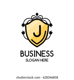 Letter j logo , creative Yellow symbol floral emblem , Elegant calligraphic ornament line art monogram logo design for photographer , Fashion & wedding photography logo design . vector illustration
