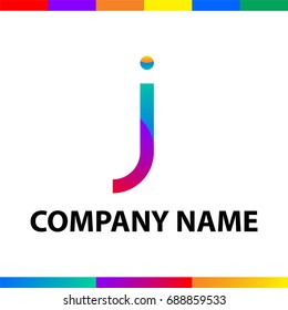 Letter J logo design. Abstract minimalistic symbol made of stripes with color and gradient palettes.