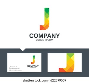 Letter J logo design, Business card. Vector template