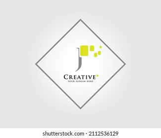 Das Logo-Design von Letter J mit einer Kombination von grünen Quadraten ist für Ihre Unternehmensmarke geeignet.