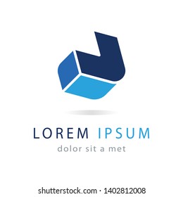 Letra J diseño de logotipo. Plantilla de icono creativo, símbolo azul geométrico moderno abstracto para su empresa