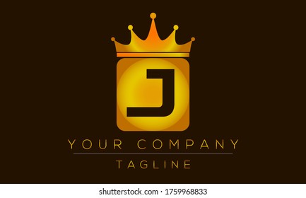 Diseño del logotipo de la letra J, icono creativo moderno J con cabeza de corona