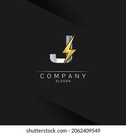 diseño del logotipo de letra J, vector del logotipo del tornillo eléctrico