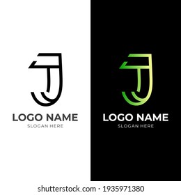 diseño del logotipo de la letra J con un estilo de color negro y verde plano
