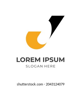 diseño del logotipo de la letra J con un estilo de color negro y amarillo plano