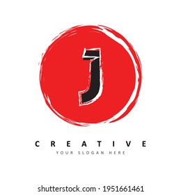 Letter J Logo Design With Japanese Style Vector Illustration