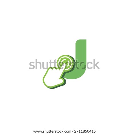 Letter J Logo Design on Touchscreen Vector Template