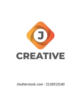 Letter J logo design with simple gradient style, professional logo design template