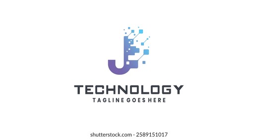 Letter J logo design for technology