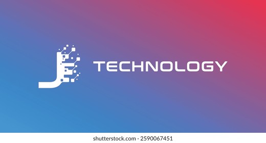 Letter J logo design for technology