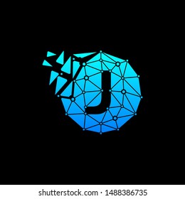 letter J Logo Design Template. technology digital logo. connect concept. negative space concept. network icon -vector