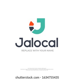 Letter J logo design template with color combination icon