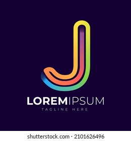 Letter j logo design template. Creative modern trendy j typography and colorful gradient.