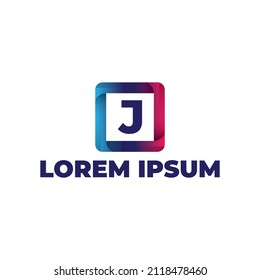 Letter J logo design template with colorful style, logo concept with retro futurism isolated on white background