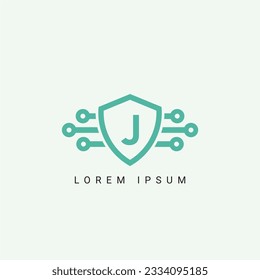 Letter J logo design template, technology, electronics, digital, logotype