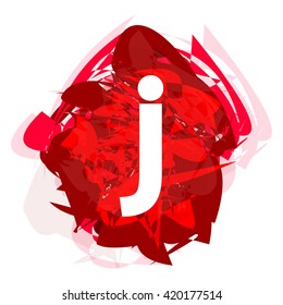 Letter J, logo design template element, little letter on red abstract, font style, vector illustration