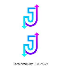 Letter J logo design template. Arrow creative sign