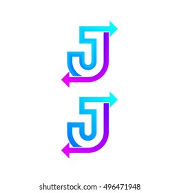 Letter J logo design template. Arrow creative sign